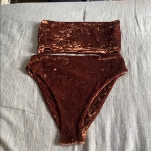 Reverse brown velvet 2 piece set
